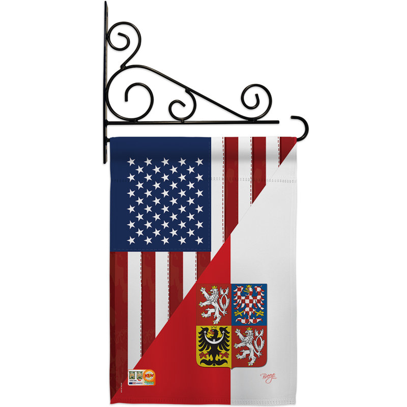 Friendship US Czech 2 faces polyester 19 x 13 po Ensemble de drapeaux