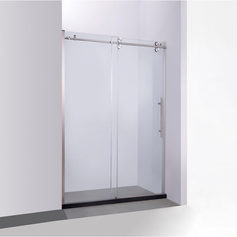 Massa 46.8" W x 76" H Single Sliding Frameless Shower Door, Polished Chrome 
