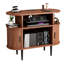 Grand support de tourne-disque rond avec station de charge et ports USB, armoire de rangement de disques, support de table tournante moderne Mid-Century pour le salon de la chambre à coucher