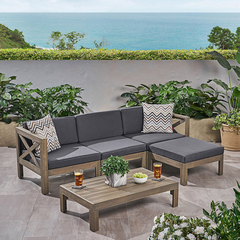 L Shape Sofa Set, Sectional Seating Group, Dark Grey/Dark Grey