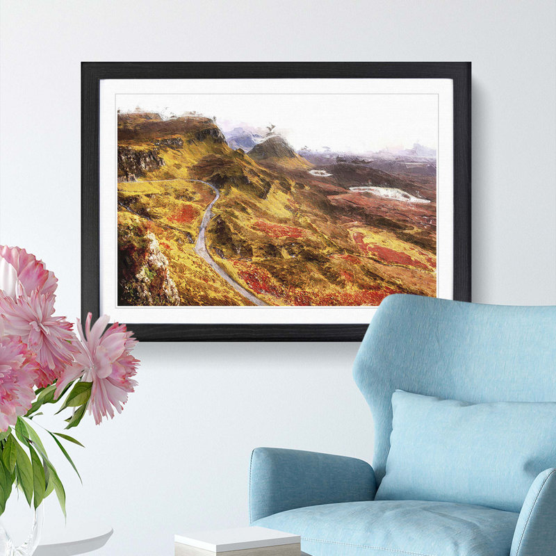 Mountain View in Scotland - Picture Frame Painting Print, 36cm H x 48cm W x 2cm D, Black Framed