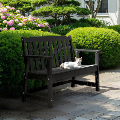 Outdoor Patio Bench Weather-HDPE Resistant Bench Premium Outdoor Garden Loveseat by Dovecove