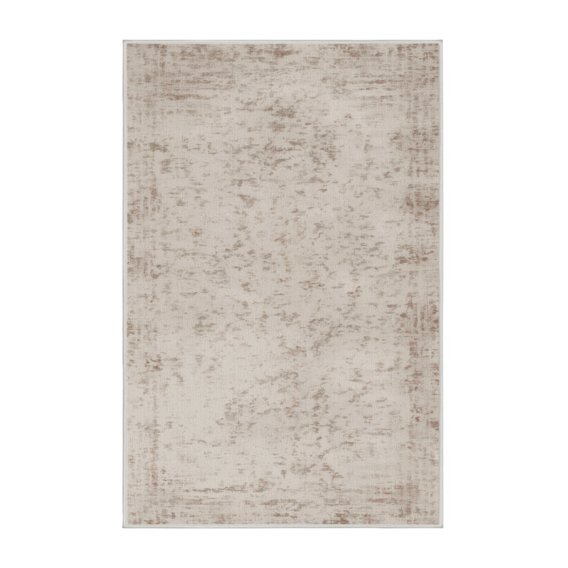 Machine Washable Abstract Beige Area Rug, Rectangle 8' x 10'