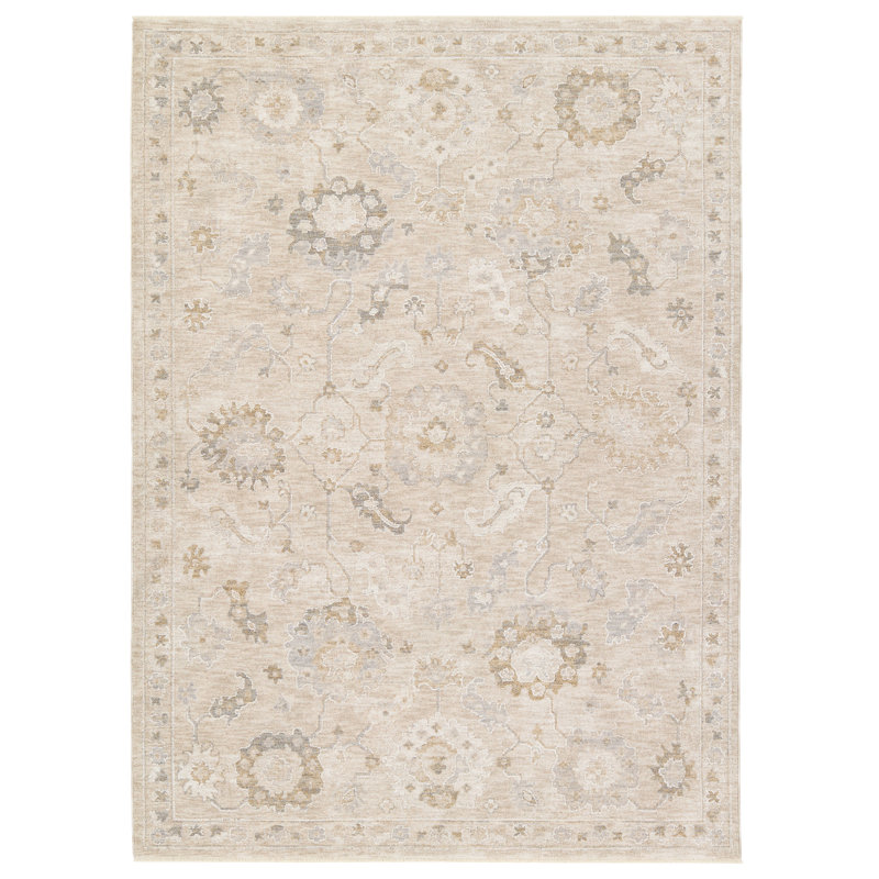 Tapis floral ivoire / jaune Vekhea Alara VEK06 (8 pi 6 po x 11 pi 6 po), Rectangle 8 pi 6 po x 11 pi 6 po