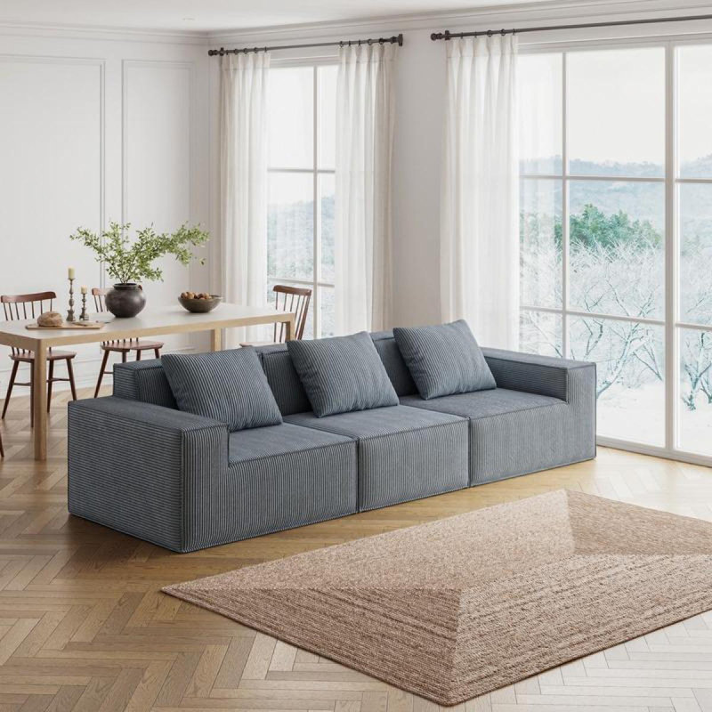 Belfin Modular Sectional Sofa, Convertible Tofu Block Sofa Floor Sofa Bed Armrest Comfy Sofa Bed Compressed Sofa Compression Sofa For Living Room Bedroom - Chenille Fabric (Grey)