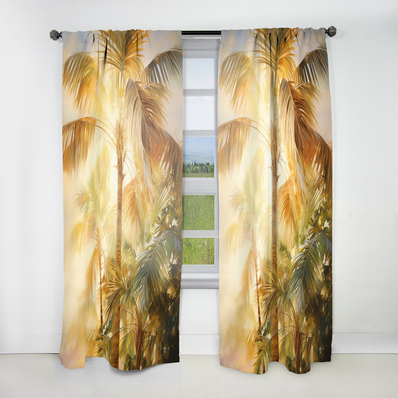 Haversham Palm Trees Romantic Impression II - Traditional Velvet Curtain - Room Darkening - 1 Panel, 52" W x 84" L