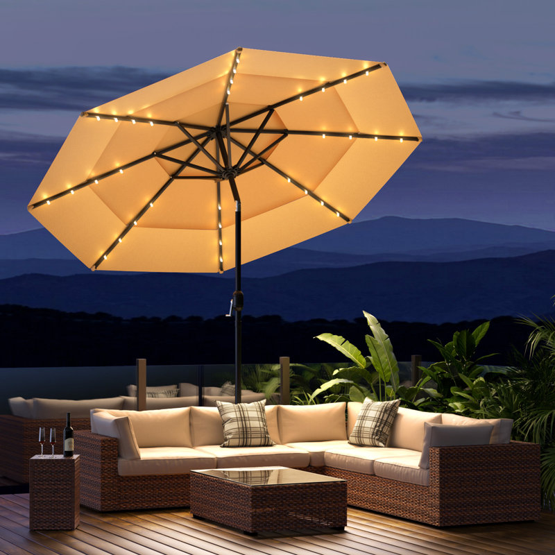 Parasol de marché 11 pi, Beige, H 96,5 po x l 132 po x P 132 po