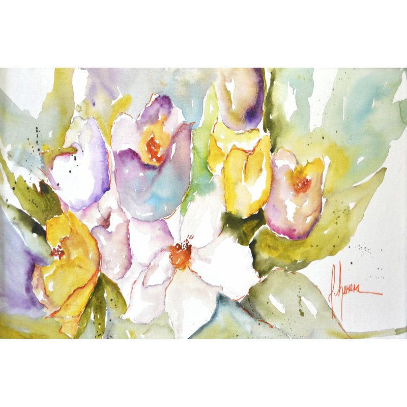 Horizontal Flores IV by Leticia Herrera - Wrapped Canvas Painting, 81cm H x 122cm W x 3.8cm D