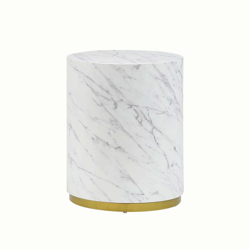 Dawsen Coffee Table,cocktail table,living room table with Metal Base, 19.69" H x 15.75" L x 15.75" W, White
