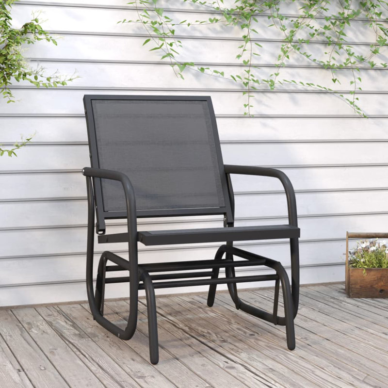Chaise berçante d'extérieur en métal, Noir
