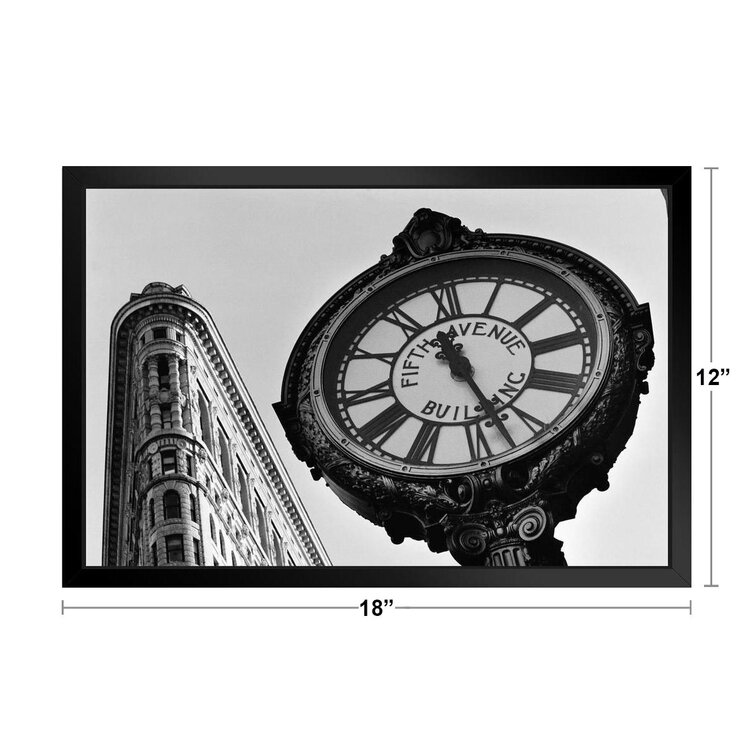 Latitude Run® Flatiron Building New York Fifth Avenue Clock Photo Print ...