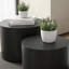 Ensemble de 2 tables basses gigognes, table basse ronde moderne avec pieds antidérapants, table d'appoint en bois pour salon, chambre à coucher, bureau, balcon, terrasse, petit espace, sans assemblage, noir mat