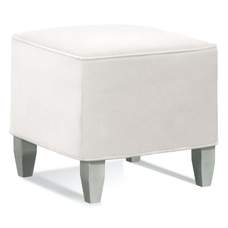 Brooklyn Square Ottoman, Elite Ivory 100% Polyester, Nickel