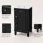 Meuble-lavabo de style français de 45,9 cm (18,05 po) avec lavabo en céramique, porte à fermeture amortie, tablette réglable, noir, autoportant
