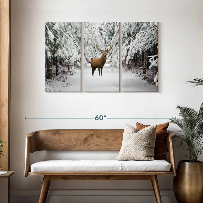 Winter Red Stag, 28" H x 45" W