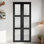Ensemble de portes pliantes en verre manufacturé 3 pièces en verre givré et noir avec quincaillerie