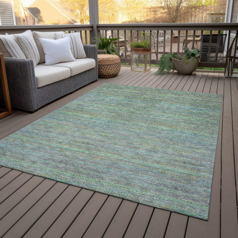 Tapis rayé intérieur / extérieur lavable à la machine Kimberlin ACN2148, Rectangulaire 3 pi x 5 pi