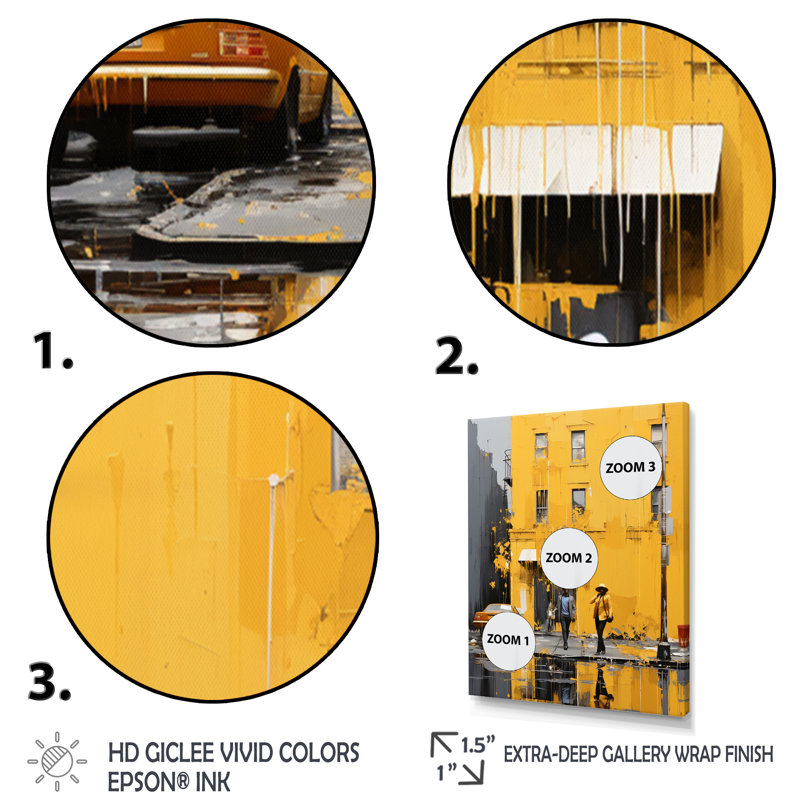 «Leannie Yellow Gray New York Harlem Rhythm» sur impression sur toile, H 32 po x l 24 po x P 1 po, Cadre naturel flottant