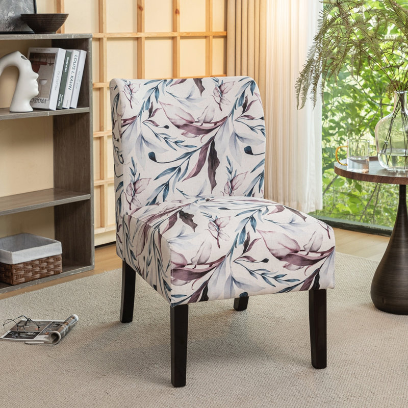 Fauteuil d'appoint contemporain imprimé en tissu sans accoudoirs
