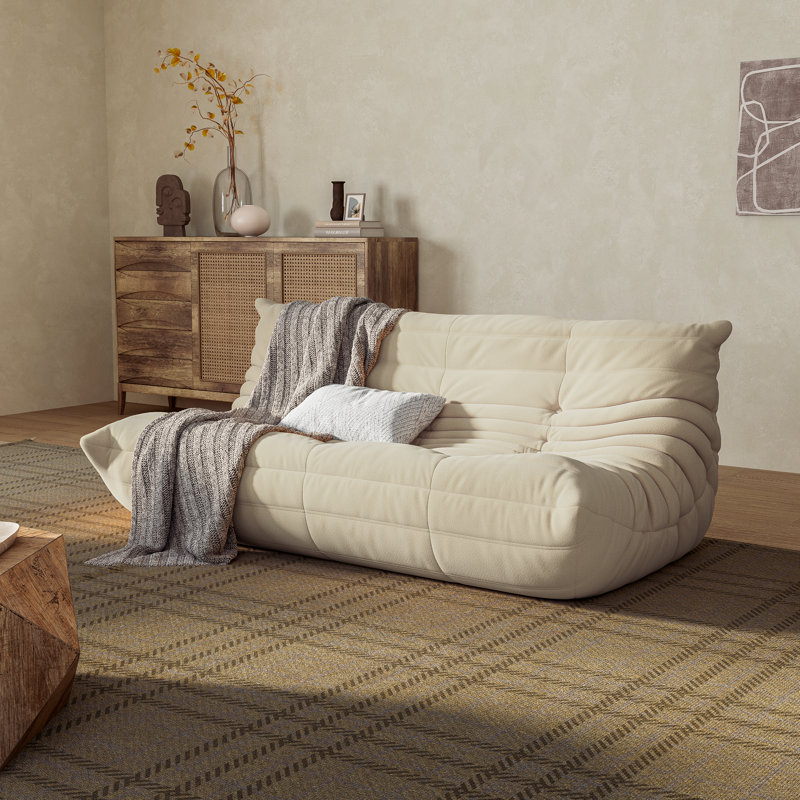 Fauteuil à billes 3 places, Microfibre/microsuède beige