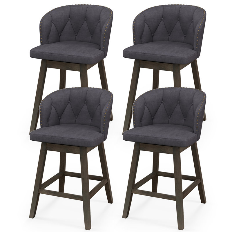 Tabourets de bar à hauteur de comptoir rembourrés en tissu avec siège pivotant à 360 °, Gris, 4