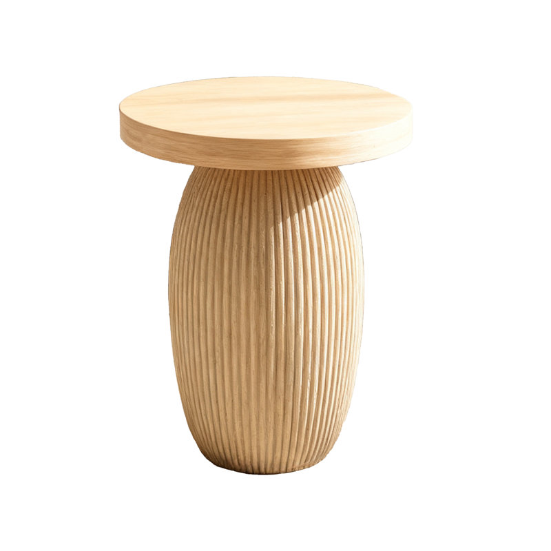 Light Wood Round Side Table