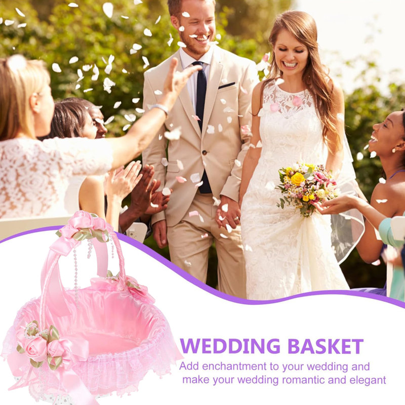 Panier de mariage Flower Girl, Rose