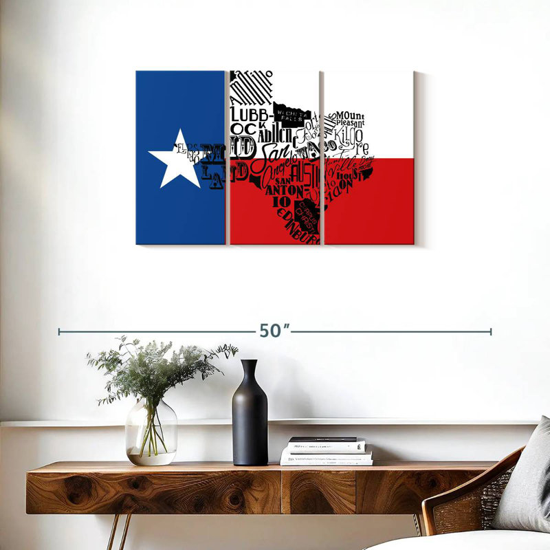 Borges Texas Flag With Map, 20" H x 33" W