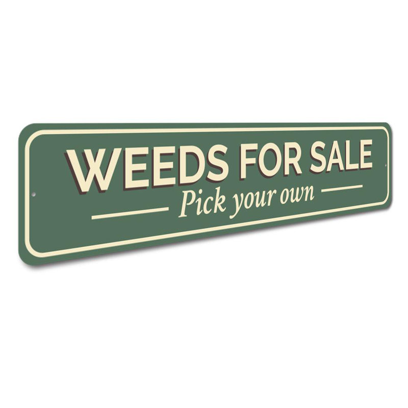 Enseigne en aluminium Weeds for sale, H 4 po x l 18 po x P 0,04 po