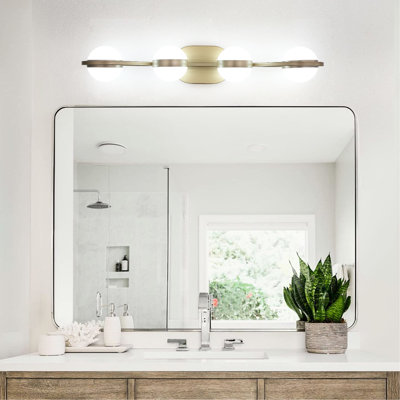 Golden Minimalist 4- Led Bathroom Vanity With Crystal Sand Acrylic Shades, 28-inch Wall Mounted For Bedroom And Living Room, Easy To Install Lighting Modern Simple Bathroom, Energy Saving