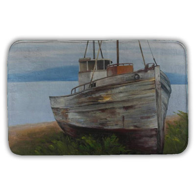 Old abandoned boat Bath Mat with Non-Slip Backing - Quick Dry Memory Foam Bathroom Rug - Absorbent - Modern Plush Spa-Style - Machine Washable