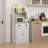 Microwave Cabinet with Storage Drawer, Double Door Cabinet and Adjustable Shelf, Buffet with Hutch and Cable Hole, Storage Cabinet for Kitchen, Dining Room, Living Room, White