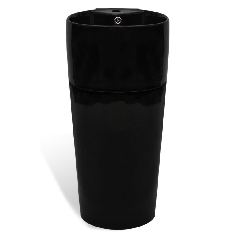 Belfry Bathroom Bollitree 415mm W Ceramic Circular Sink with Overflow, Black