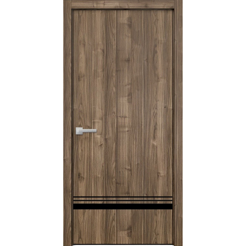 Porte intérieure moderne en bois pré-montée avec quincaillerie Planum 0012, panneau simple, cadre et moulures en noyer, portes robustes pour salle de bain et chambre à coucher - 71 cm x 244 cm