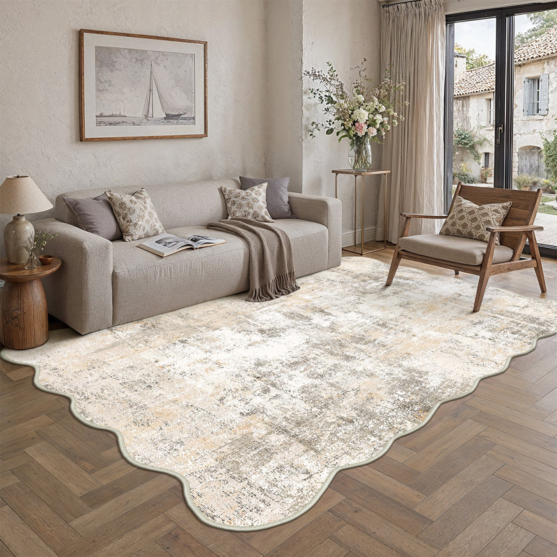 Tapis moderne lavable abstrait, Rectangle 6 pi x 9 pi