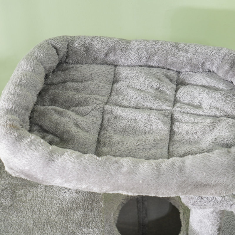 Tour pour arbre à chat avec lit 52,5 po; condos pour chat; hamacs; gris