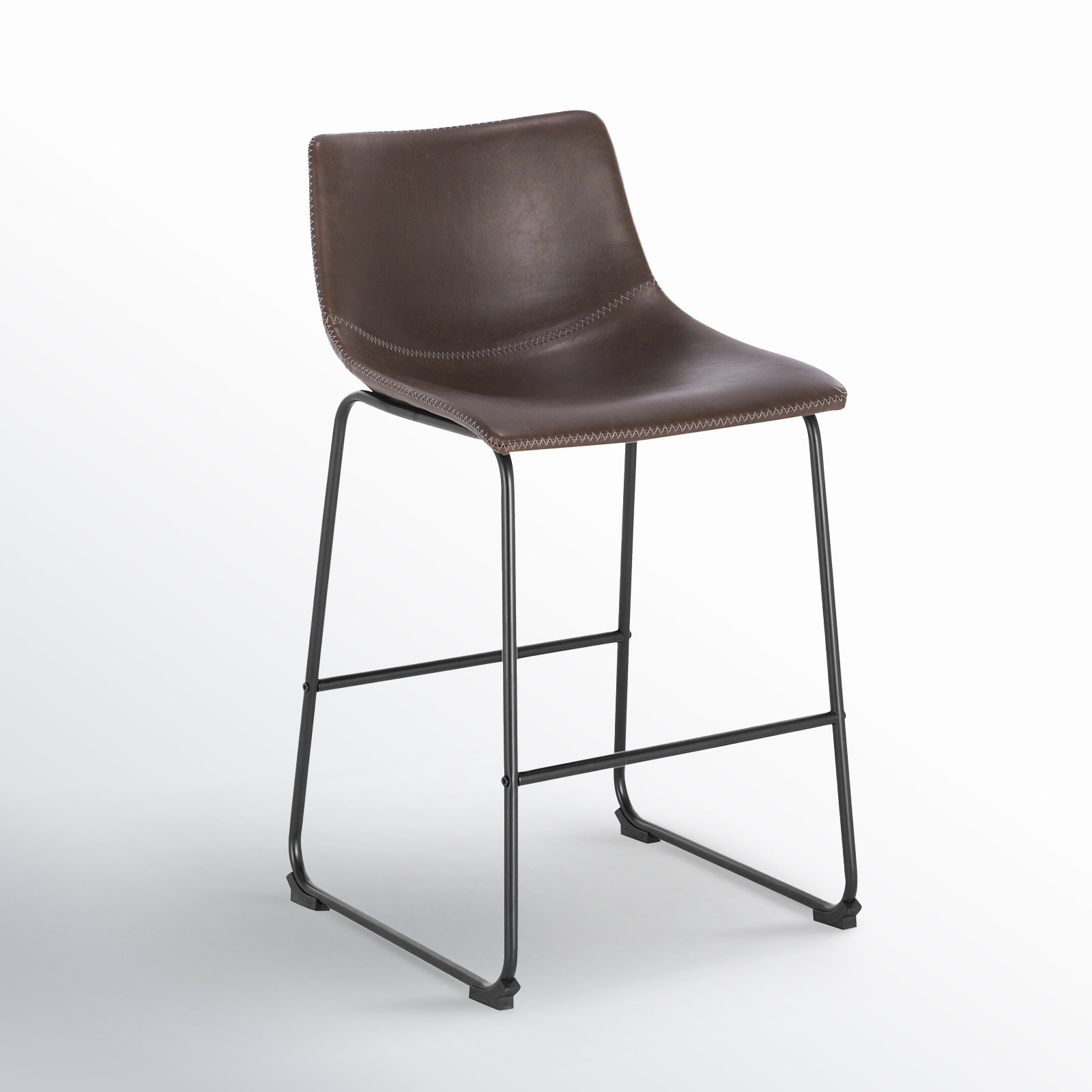 Bela 24" Bar Stool, Brown Faux Leather