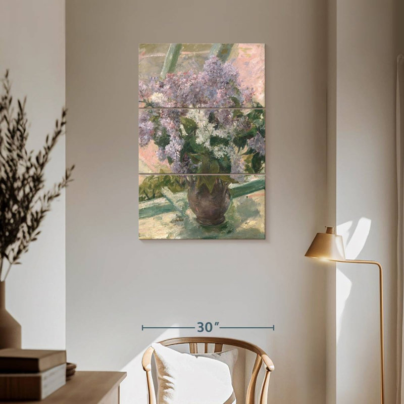 Harnek lilas dans une fenêtre, H 57 po x l 36 po