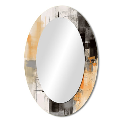 Abstract Design Shapes II - Orange Oval Wall Mirror Decor
