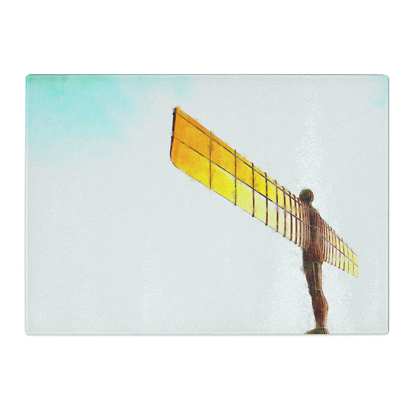 Tempered Glass Angel of the North in Gateshead Painting Chopping Board, 20 cm x 28.5 cm