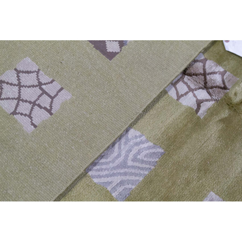 Patchwork Area Rug in Light Green/White/Blue