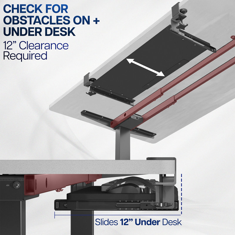 Light Wood Adjustable Under Desk Keyboard Tray with White Clamps