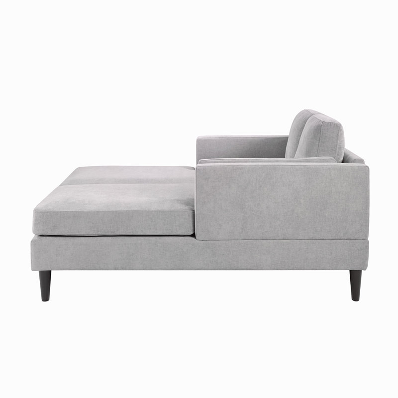 Méridienne moderne de 53,5 po avec accoudoirs double couche, Gris