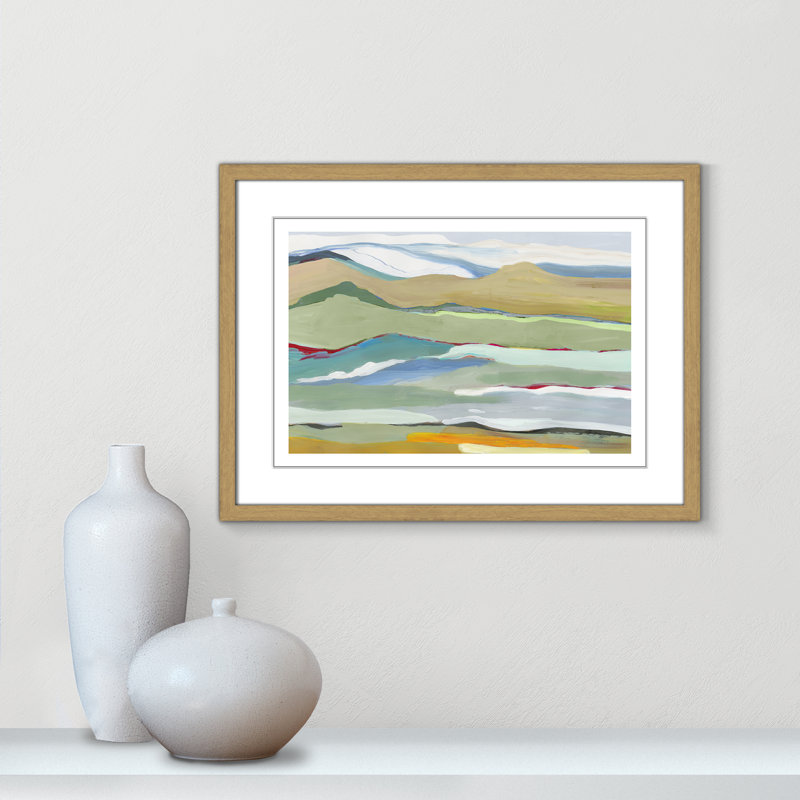 Dee Goodbye Summer on the Hills - Picture Frame Painting, Natural Wood Framed, 17" H x 23" W x 0.75" D