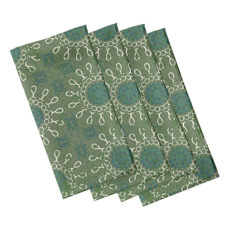 Polyester Floral Square Napkin, Green