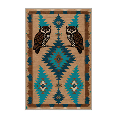Washable Owl Southwestern Area Rug