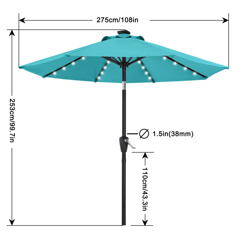 Parasol de marché Cutshall, Turquoise, 9'