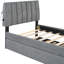 Lit plateforme simple tapissier avec lit gigogne gris - idéal pour les soirées pyjama grises et tendance-1193166964