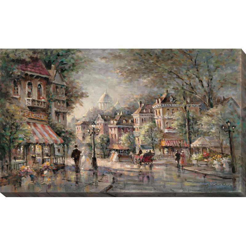« french street scene ii », reproduction sur toile tendue, H 18 po x l 30 po