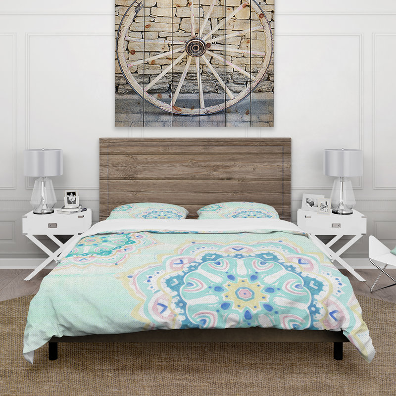 Ensemble de housse de couette aquarelle mandalas iv, Housse de couette très grand + 2 taies décoratives